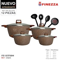 Set de Ollas Finezza Ultra granito Finezza FZ-X1718M de 12 Pzas